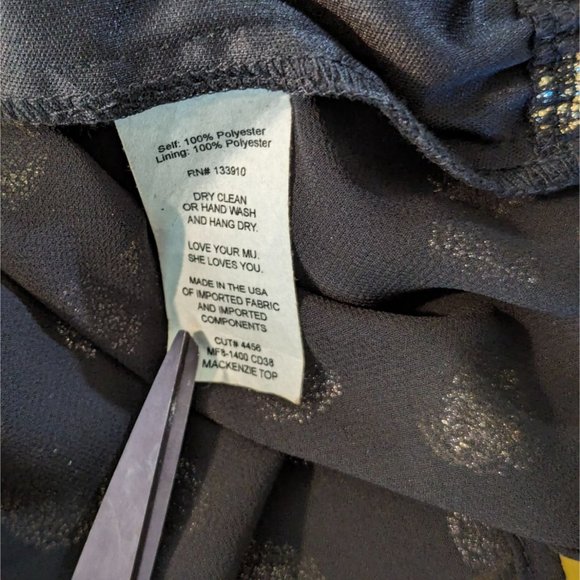 Show Me Your Mumu black with gold polka dots long bell sleeves Flowly Tunic L - Picture 11 of 11